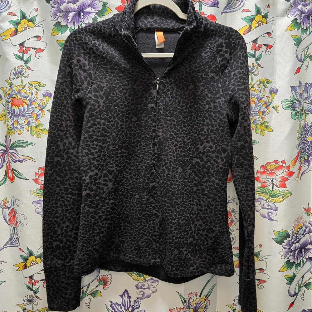 Lucy Womens‎ Leopard Print 1/4 Zip Long Sleeve Athletic Pullover Size Small